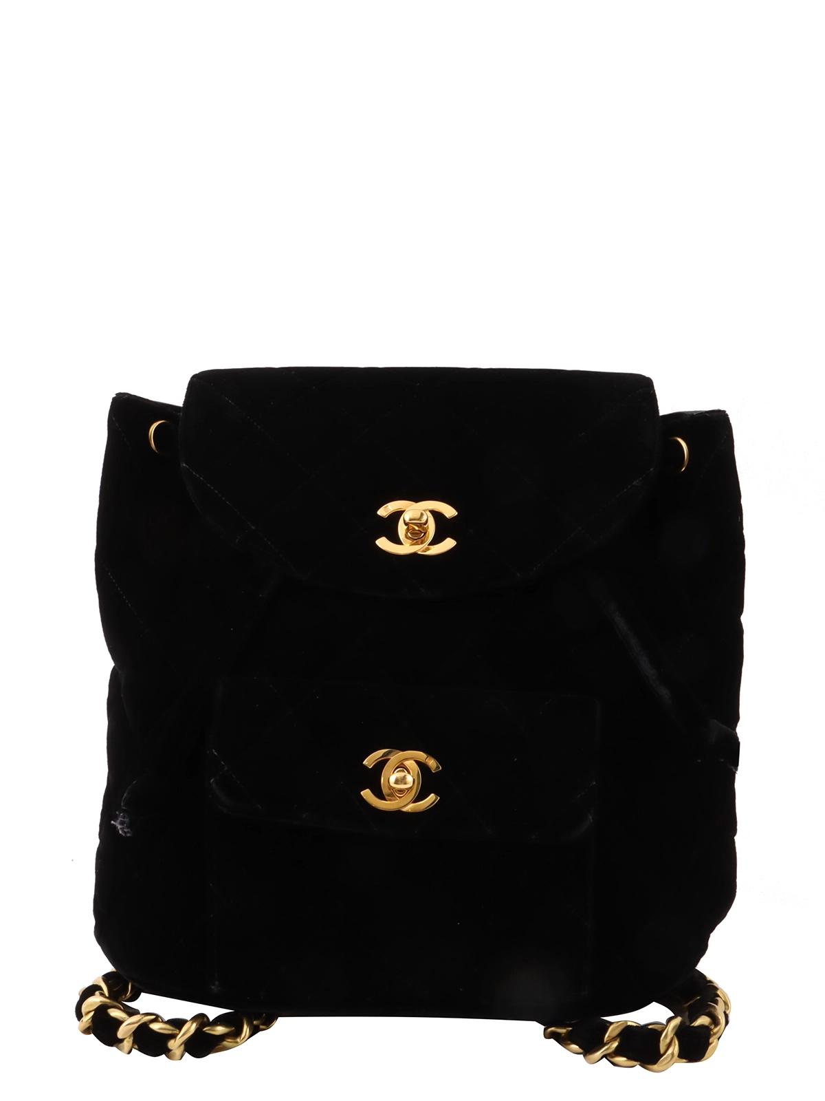 CHANEL 1995年頃製 ベルベットダブルCCターンロックバックパック