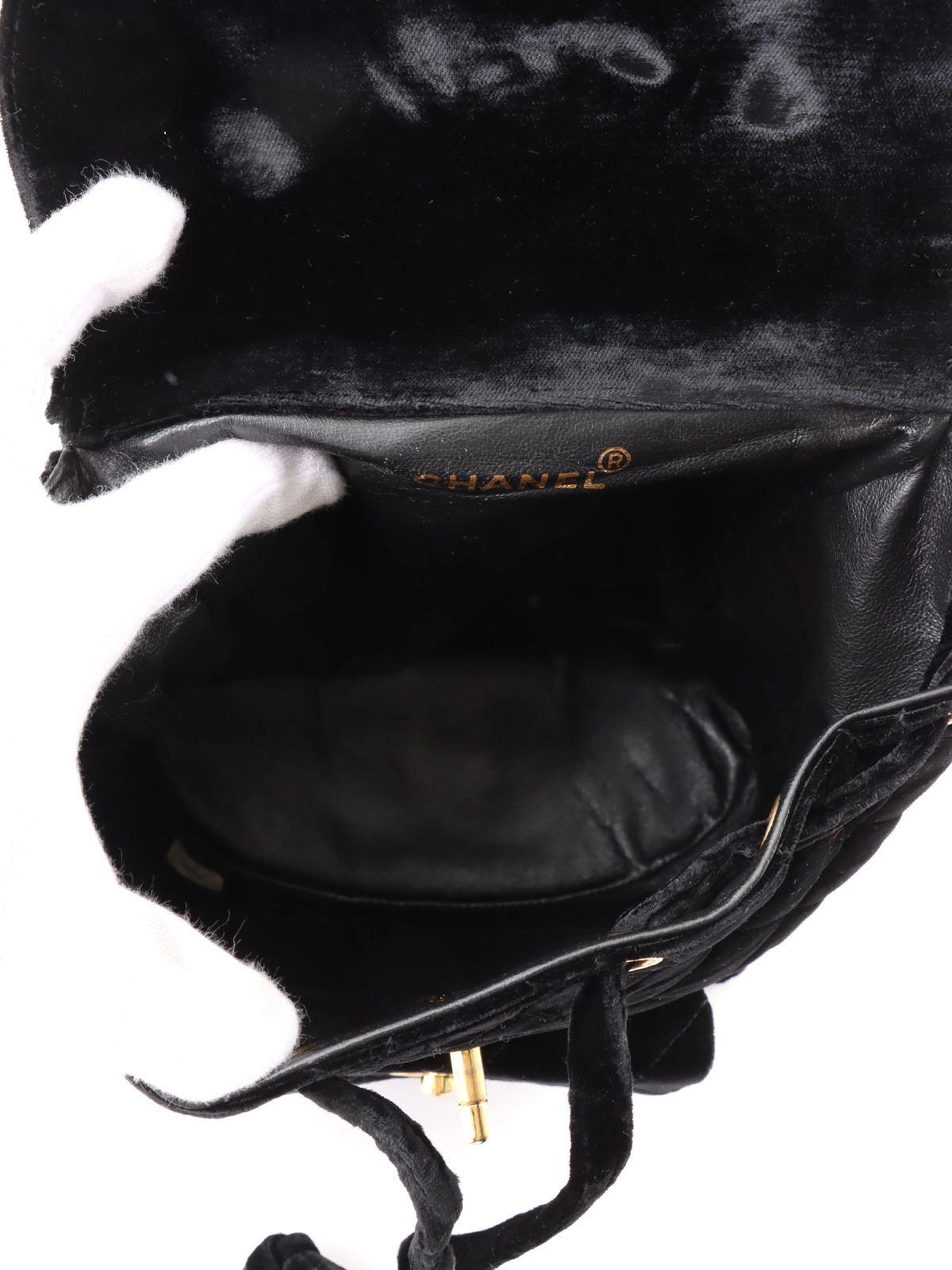 CHANEL 1995年頃製 ベルベットダブルCCターンロックバックパック