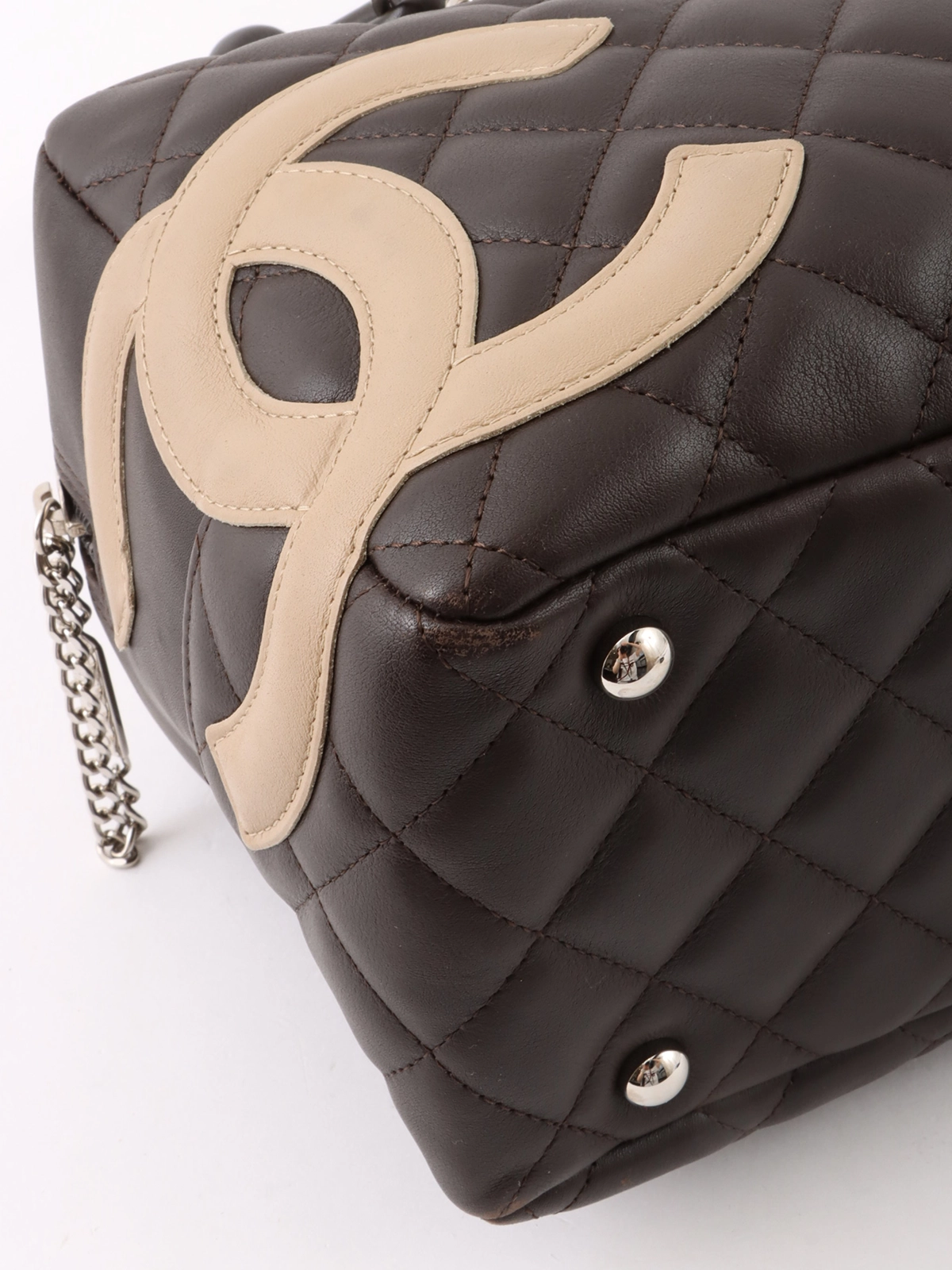 CHANEL 2004年製頃 カンボンボーリングバッグ ダークブラウン CHANEL 2004年製頃 カンボンボーリングバッグ ダークブラウン