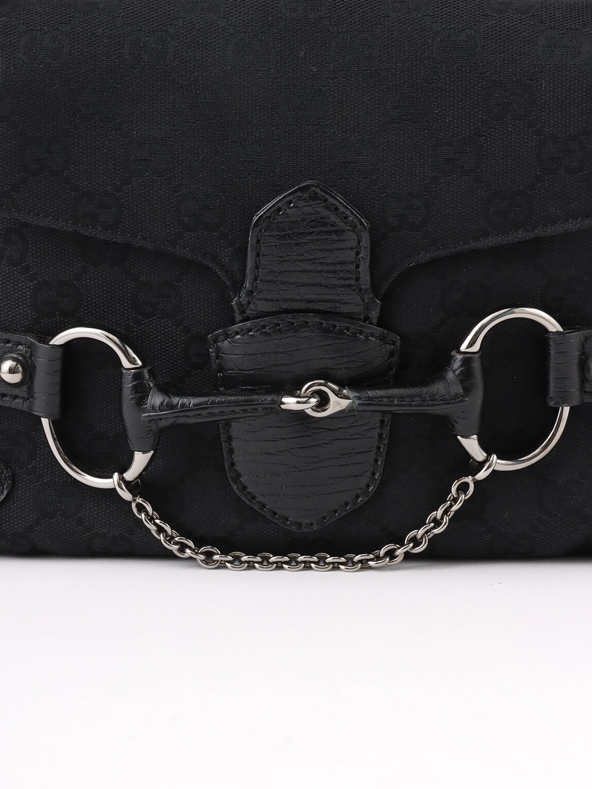 【後払い手数料無料】 GUCCI キャンバスGGパターンホースビットプレートショルダー バッグ