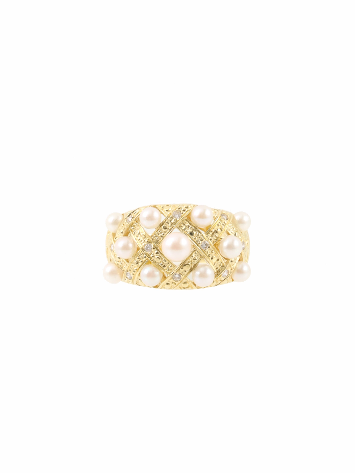 超人気 Selection Jewelry 18Kパールダイヤモンドデザインリング アコヤ真珠