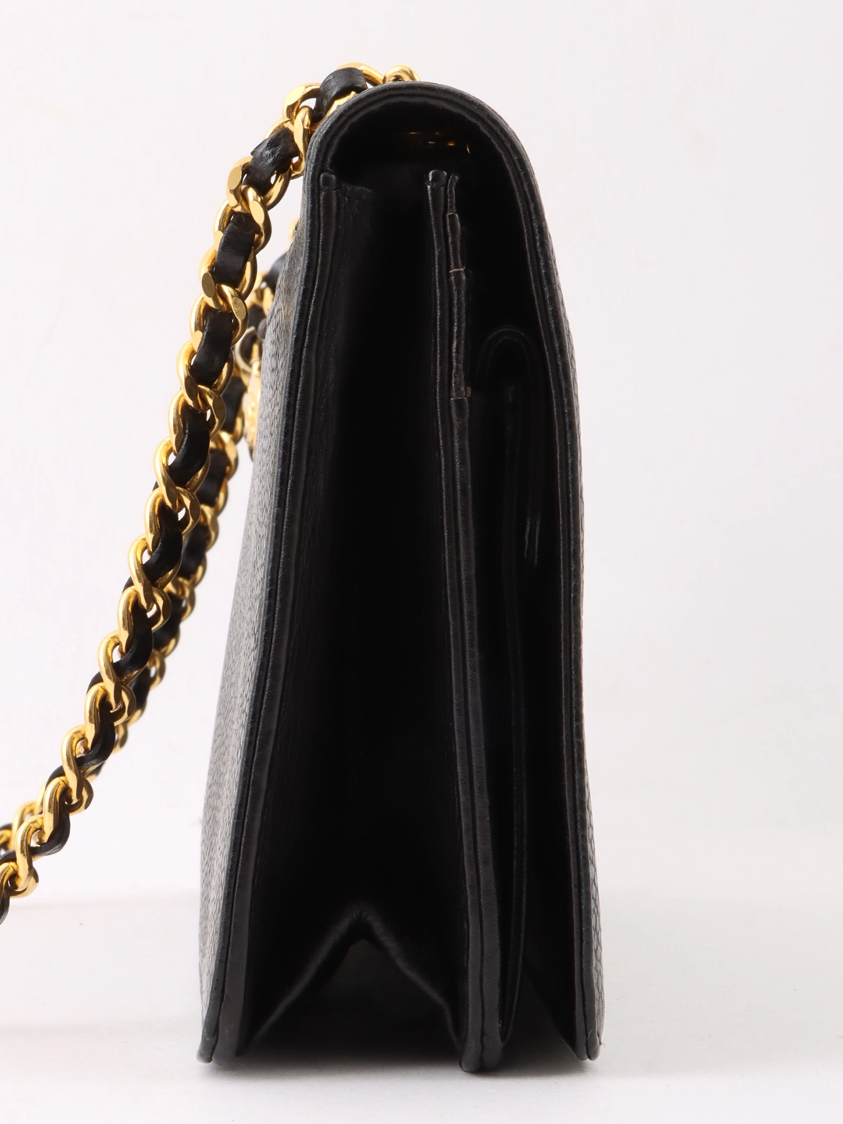 CHANEL 1995年頃製 キャビアスキンCCマークチェーンウォレット