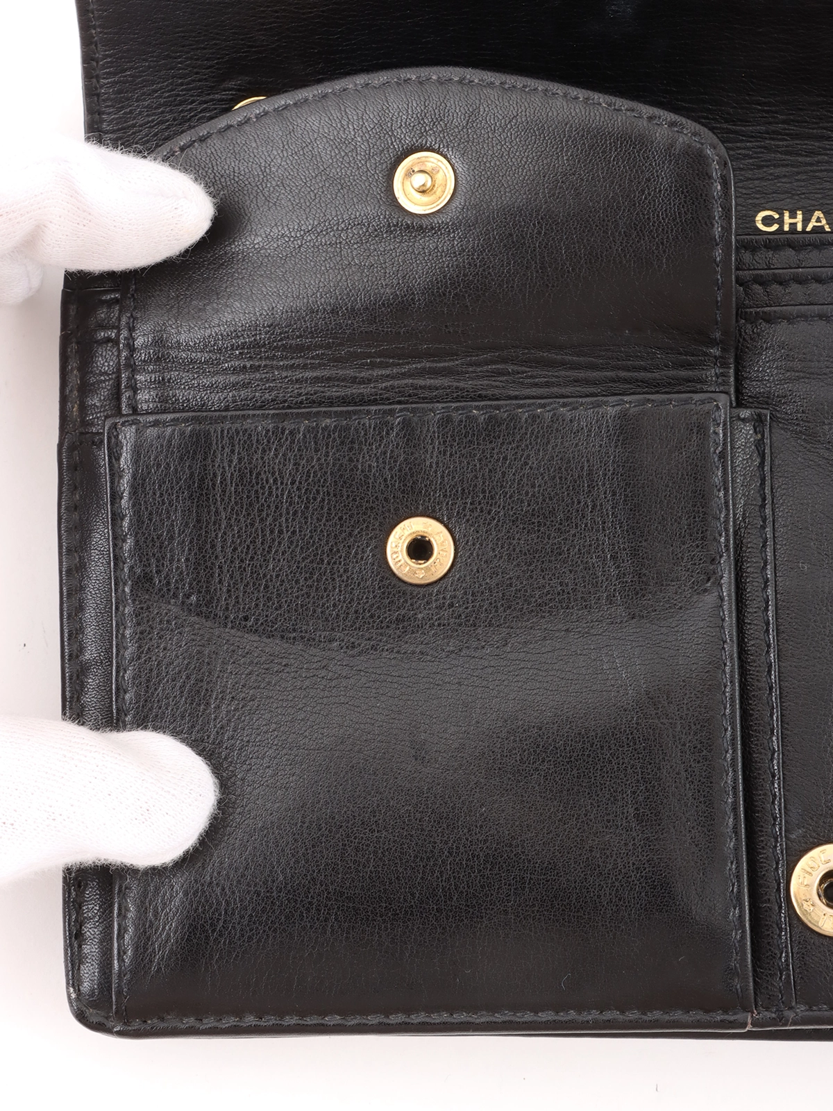 CHANEL 1995年頃製 キャビアスキンCCマークチェーンウォレット