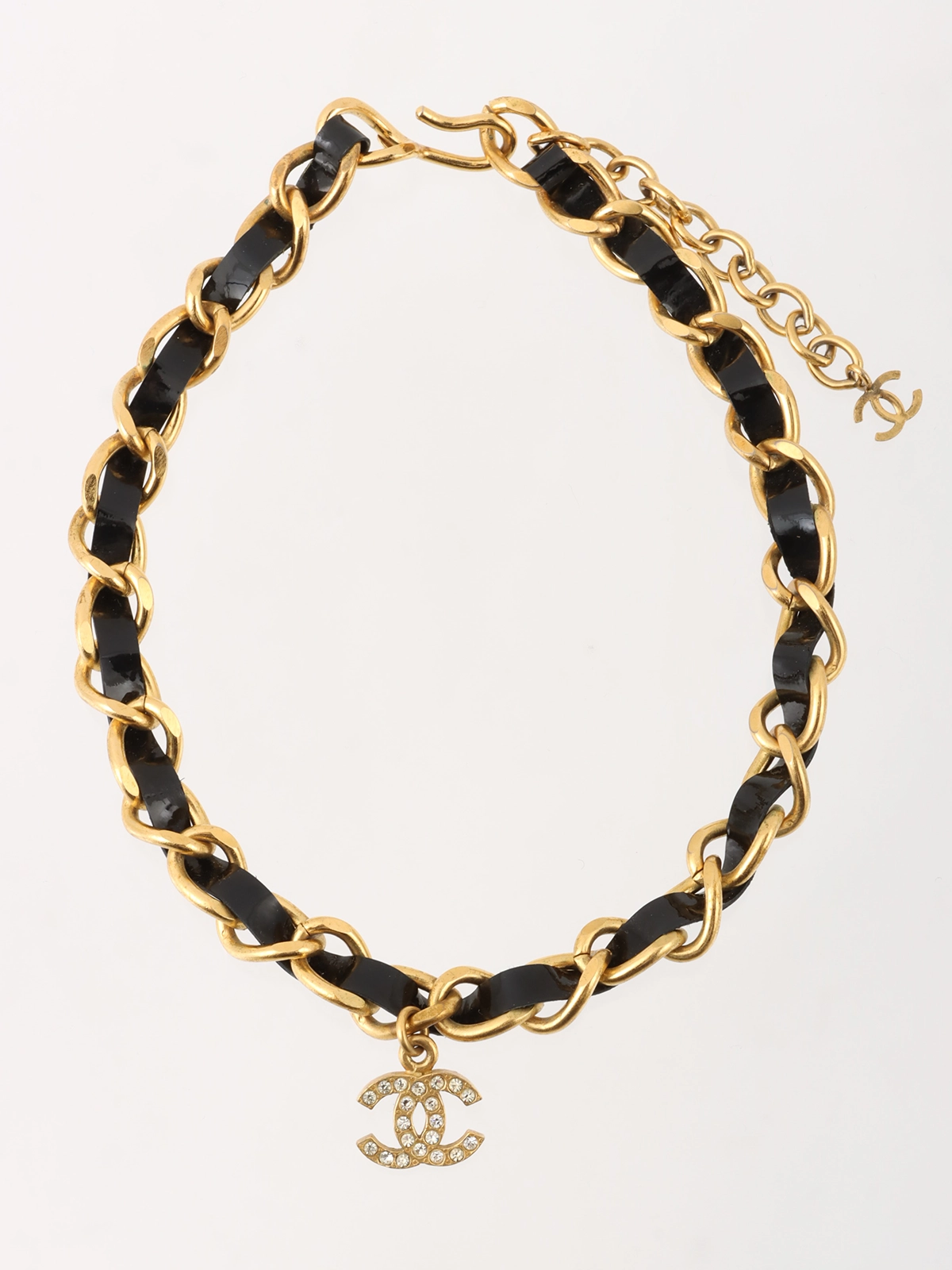 CHANEL 1996年製 パテントラインストーンCCマークチェーン CHANEL 1996年製 パテントラインストーンCCマークチェーン
