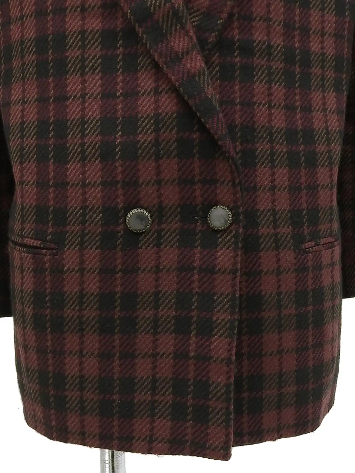 BURBERRY チェックパターンダブルブレストジャケット ボルドー BURBERRY チェックパターンダブルブレストジャケット ボルドー
