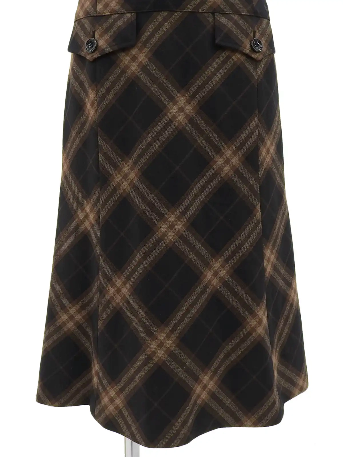 BURBERRY チェックパターンロゴボタンノースリーブワンピース
