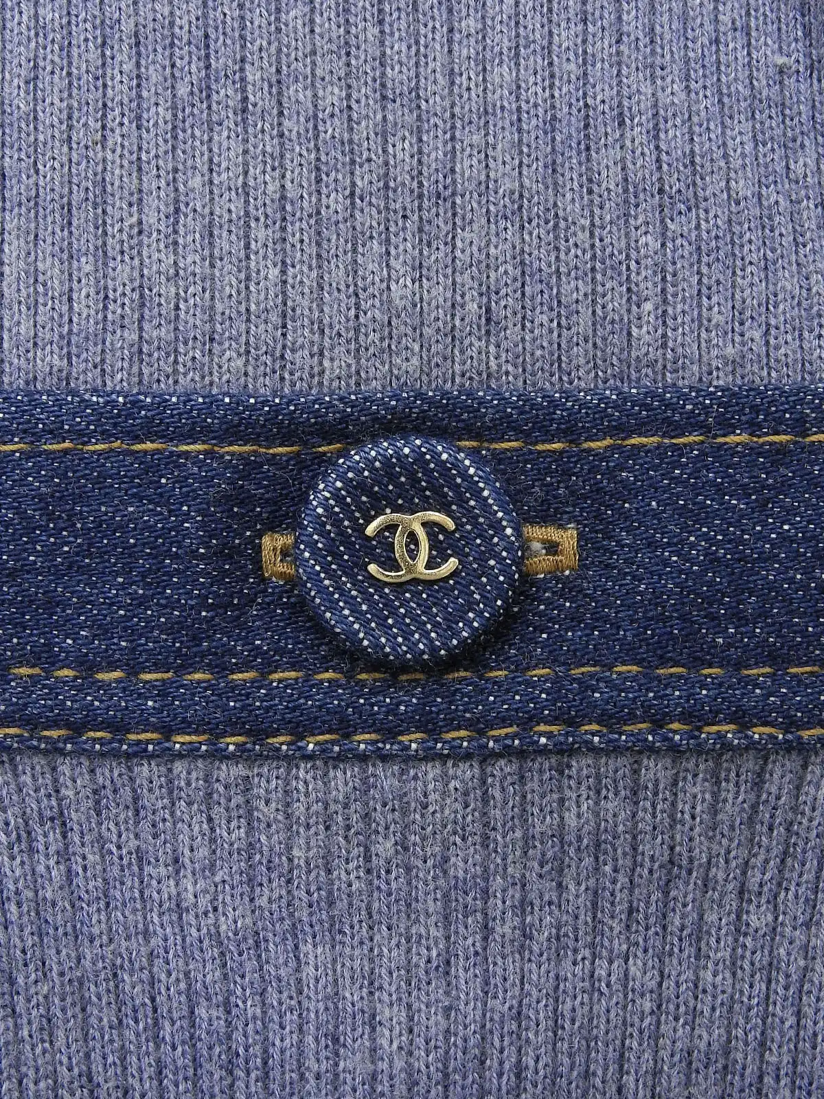 CHANEL 2007年製 デニムニットコンビCCマークボタンベスト