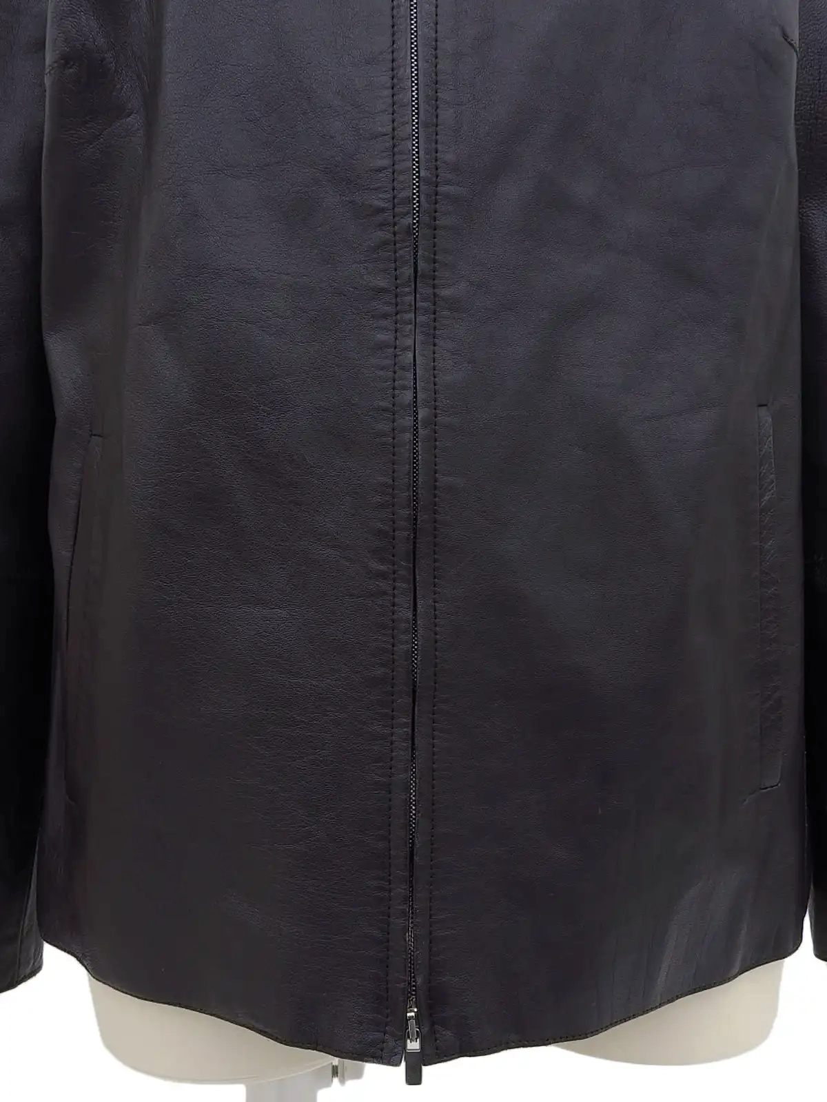 VALENTINO レザーノーカラージップアップジャケット パープル