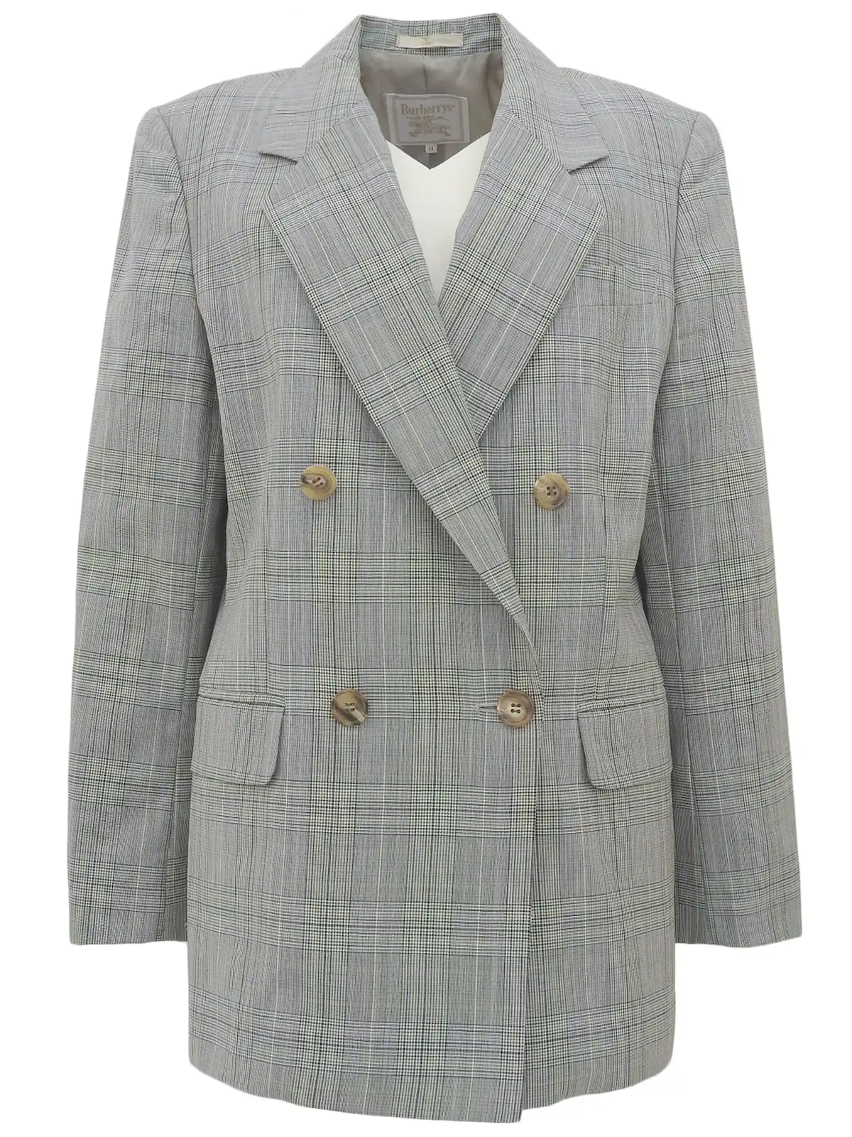 美品 Burberryウール ダブルブレスト コート グレー