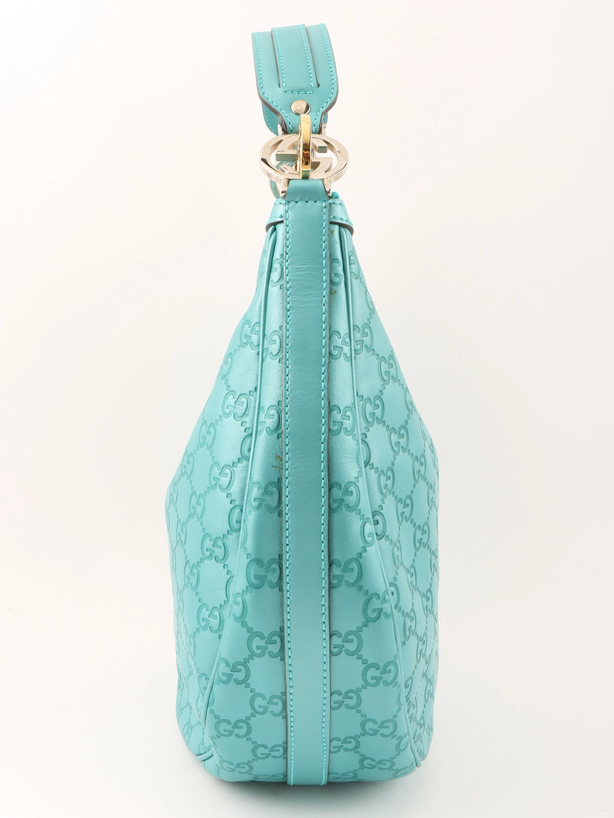 GUCCI GGパターンロゴプレートワンショルダーバッグ ターコイズ