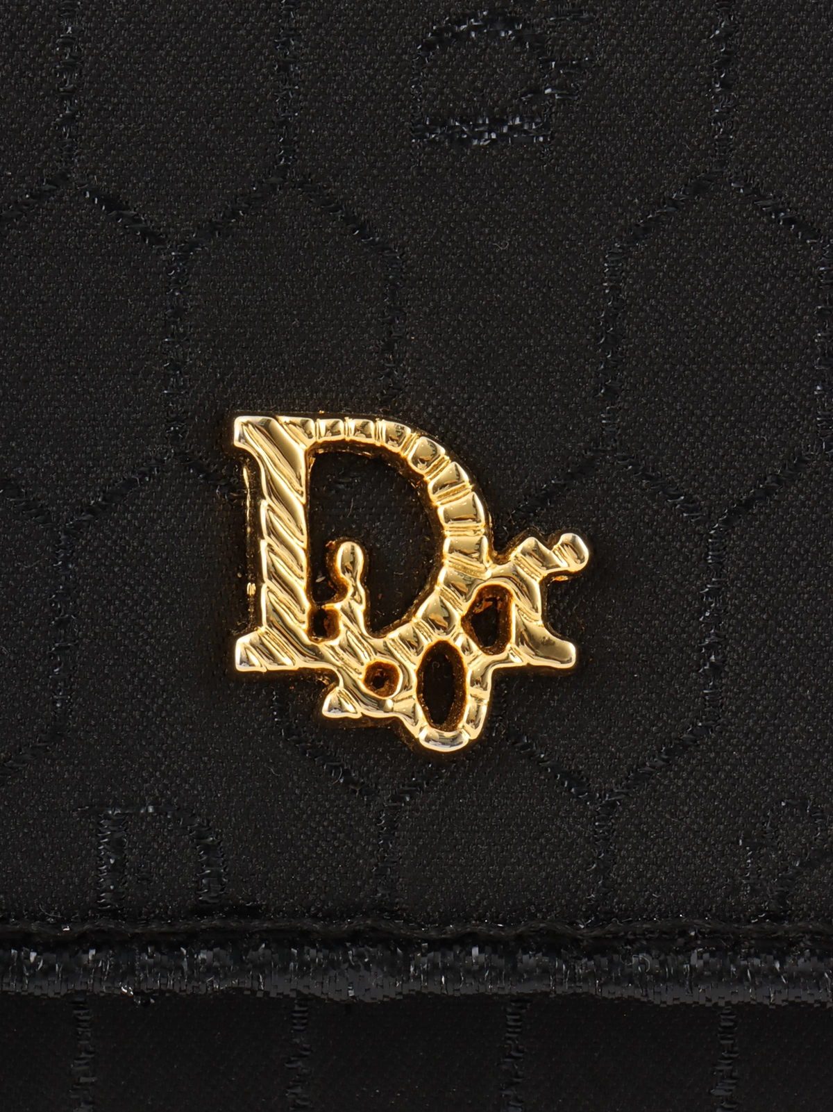 DIOR ハニカムパターンロゴプレートチェーンバッグ ブラック