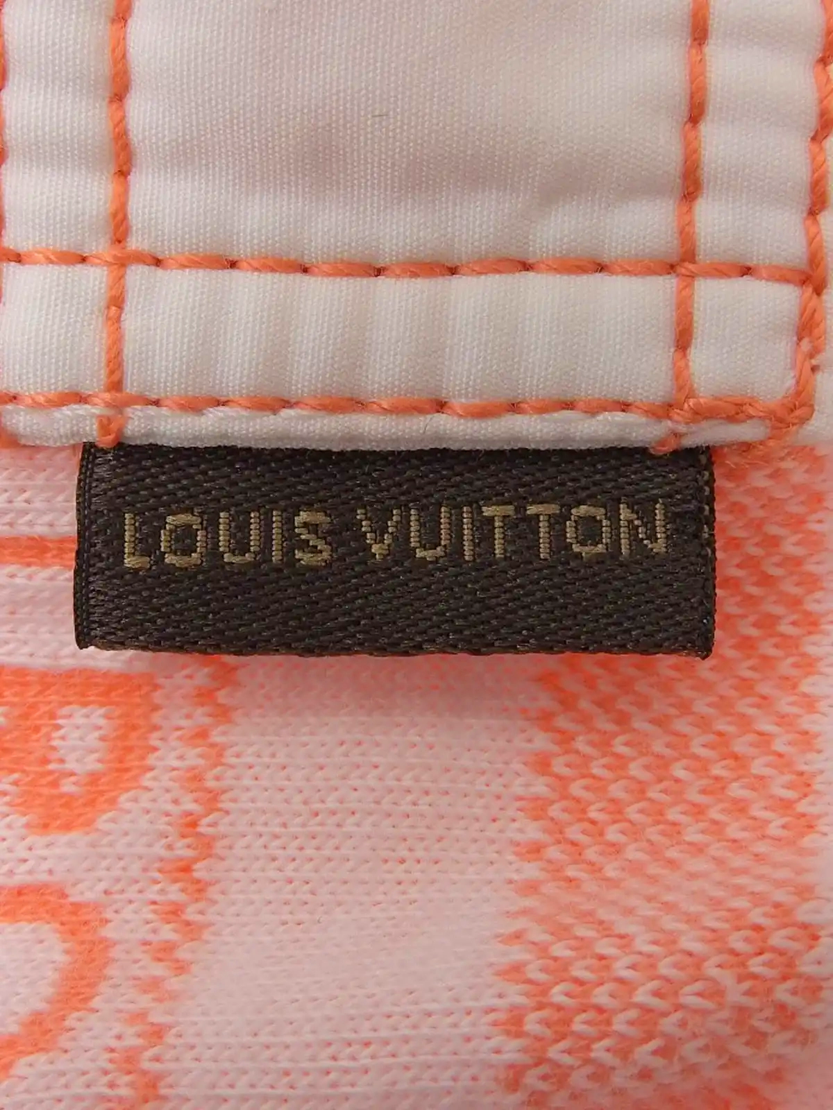 LOUIS VUITTON ボーダーパターンロゴノースリーブトップス