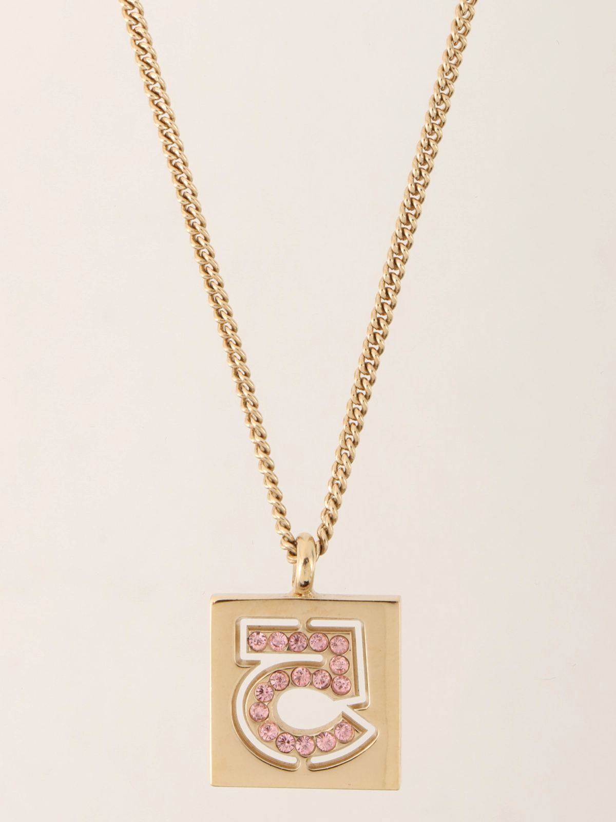 シャネル スクエア CC ネックレス ゴールドトーン 23C CHANEL 2002年製 ラインストーンスクエアNo.5ネックレス