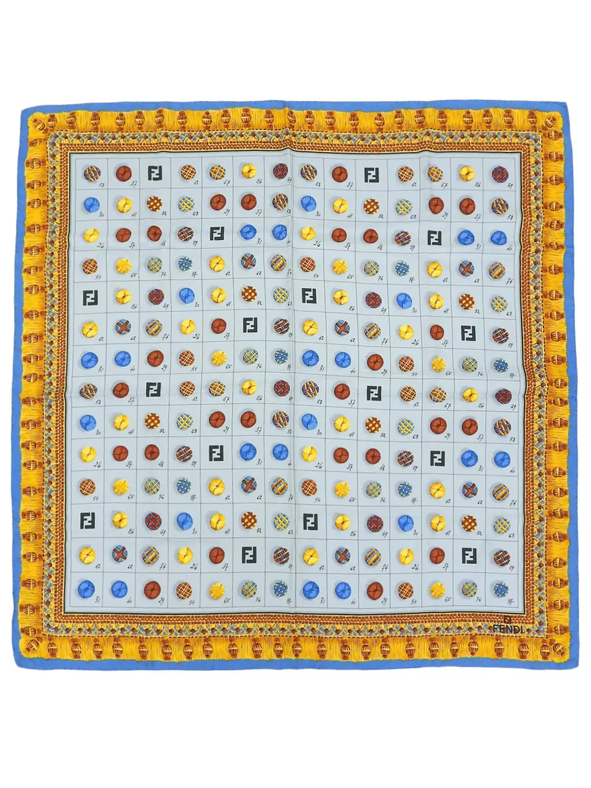 FENDI ボタンFFズッカパターンスカーフ アイスブルー／マルチ