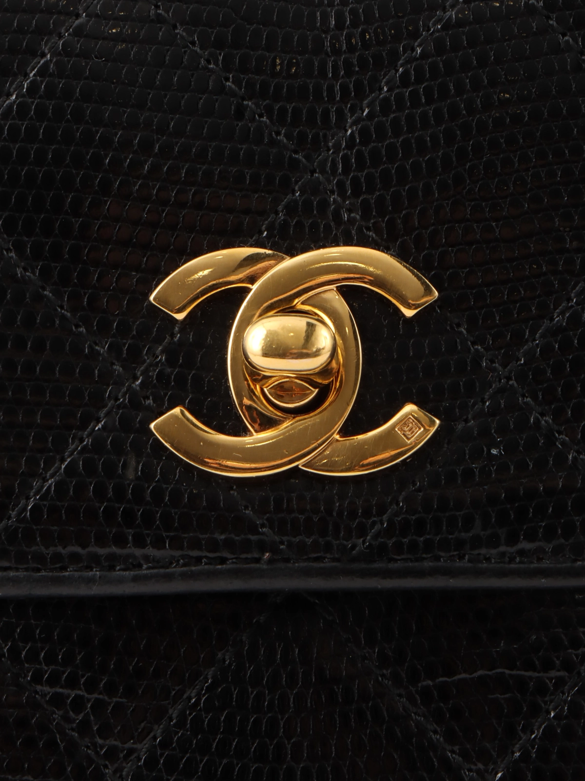 CHANEL♡新品タグ付き36 CHANEL 1990年頃製 リザードオクタゴンCCターンロックチェーン