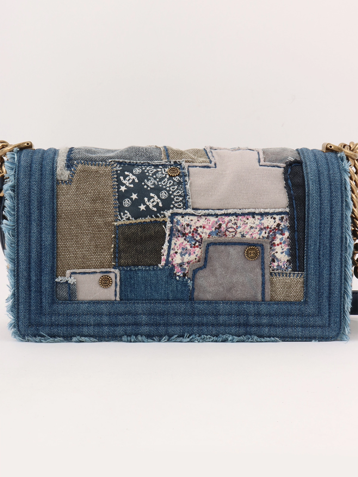 CHANEL 2015年頃製 デニムパッチワークボーイシャネルチェーン
