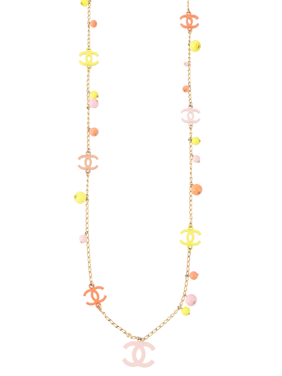 超レア/シャネル/CHANEL/ネックレス/ヴィンテージ/ボールチェーン/ロング CHANEL 2003年製 カラーボールCCマークチェーンネックレス