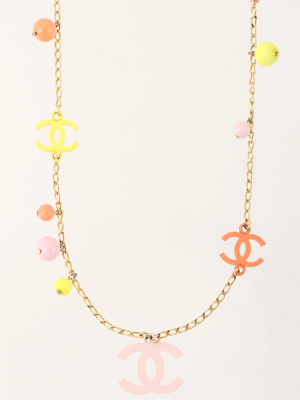 CHANEL 2003年製 カラーボールCCマークチェーンネックレス