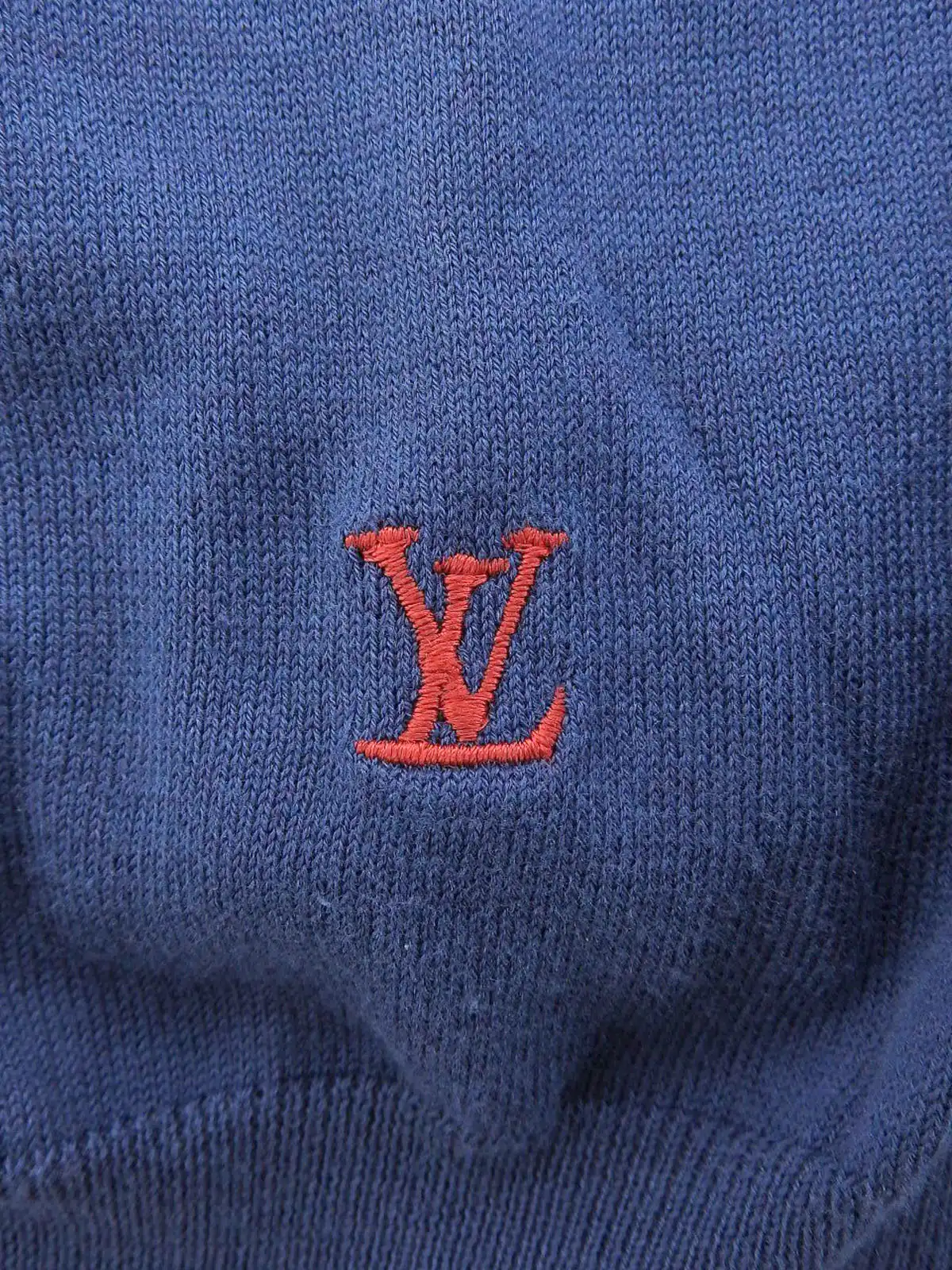 LOUIS VUITTON ロゴ刺繍ロングスリーブニットトップス ブルー