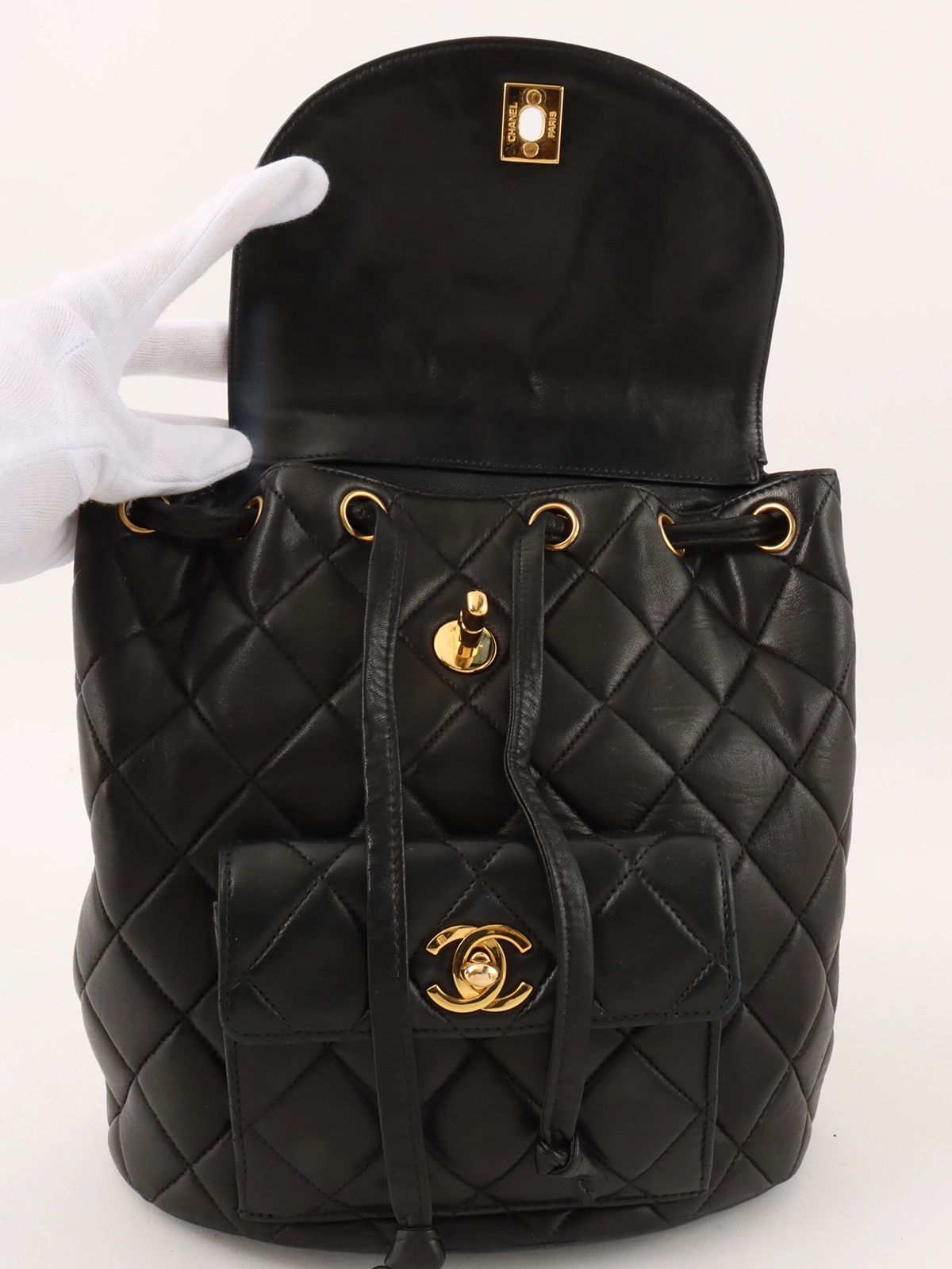 CHANEL 1997年頃製 ダブルCCターンロックバックパック ブラック
