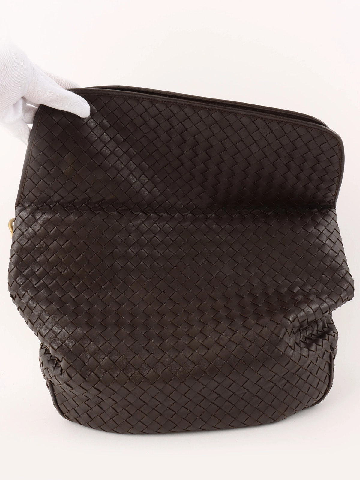 BOTTEGA VENETA イントレチャートワンショルダーバッグ ブラウン