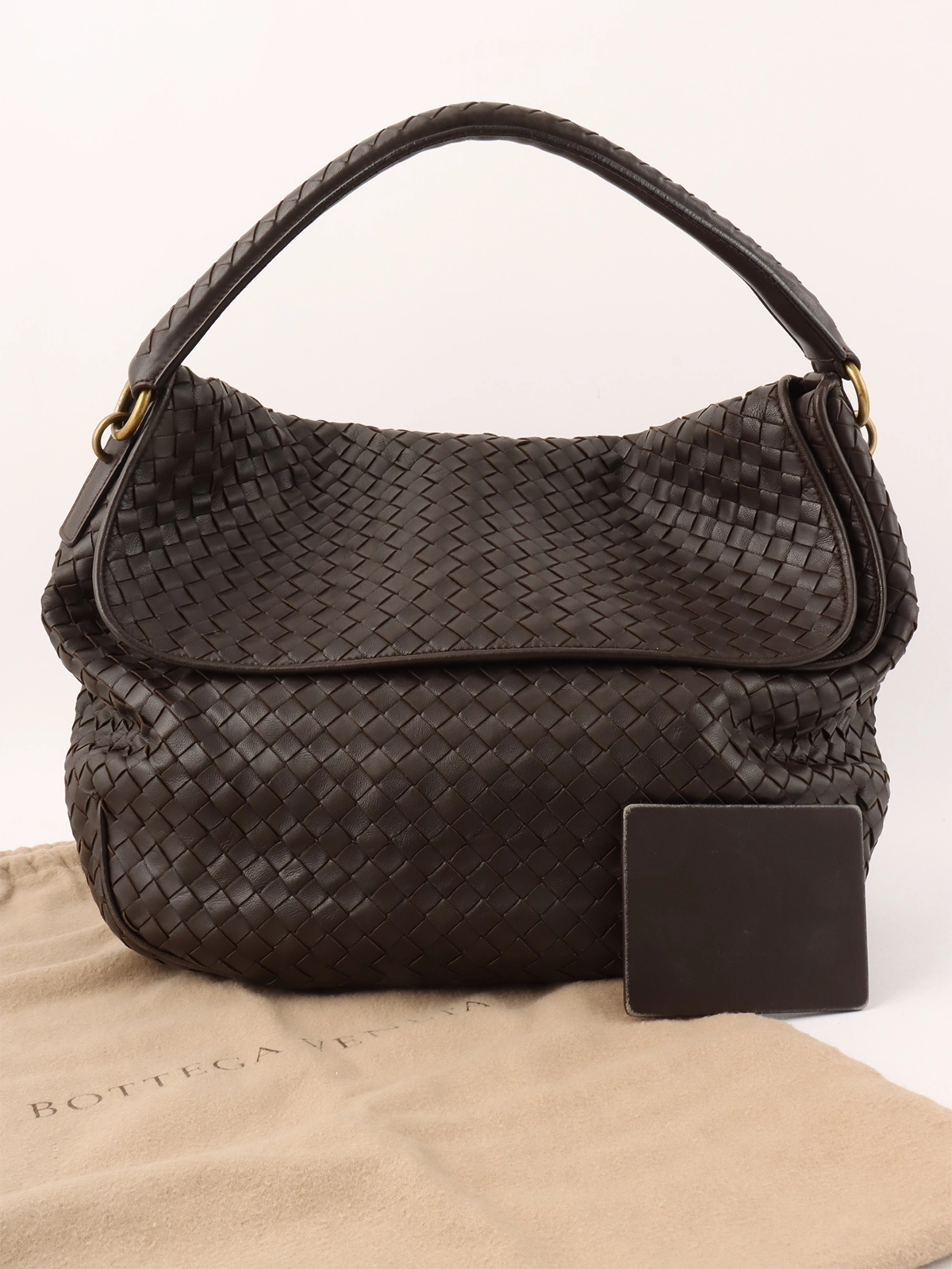 BOTTEGA VENETA イントレチャートワンショルダーバッグ ブラウン