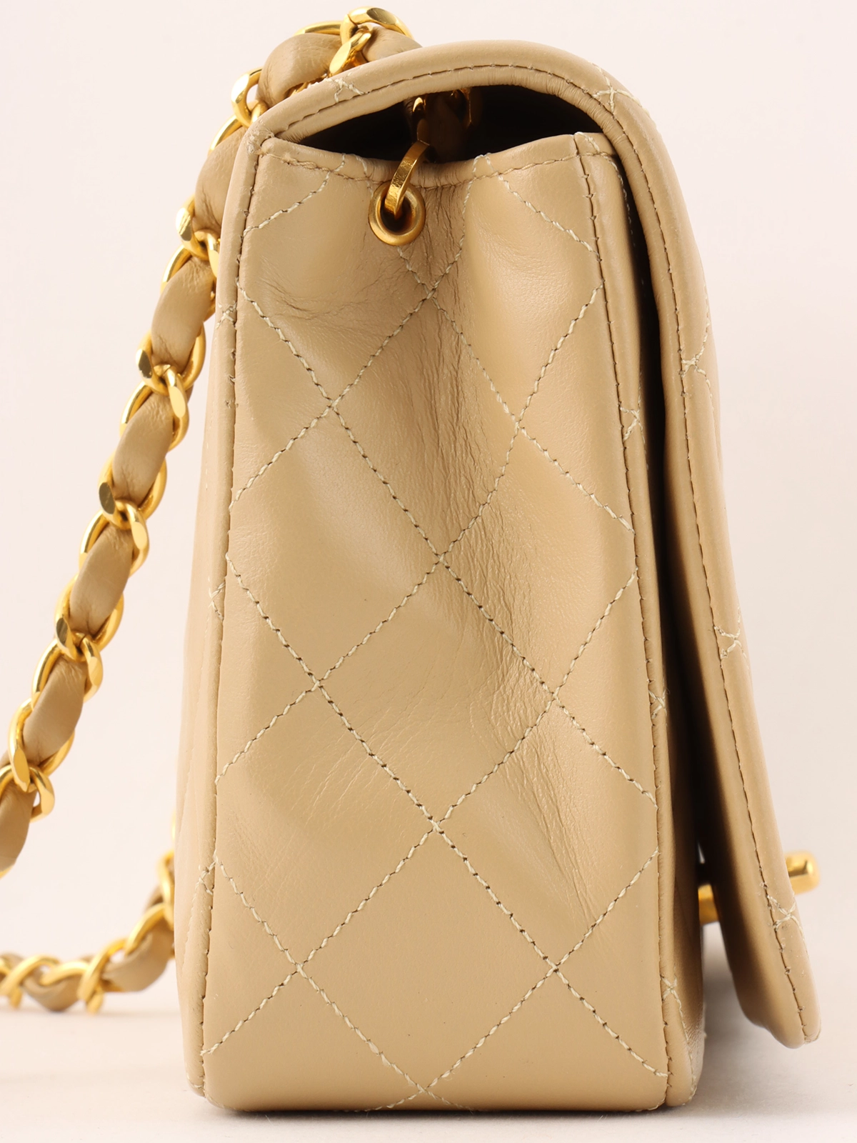 CHANEL 1990年頃製 フルフラップチェーンバッグ23cm ベージュ