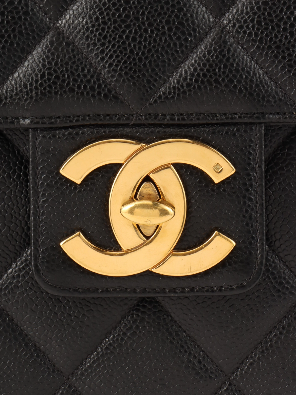 CHANEL キャビアスキン　セット CHANEL 1995年頃製 キャビアスキンマドモアゼルステッチCCターン