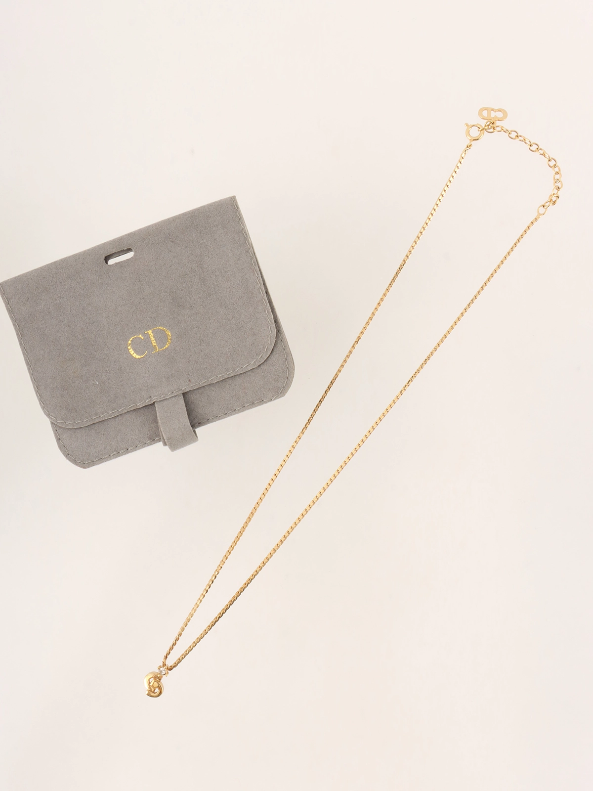 DIOR ラインストーンロゴプレートネックレス ゴールド｜VINTAGE