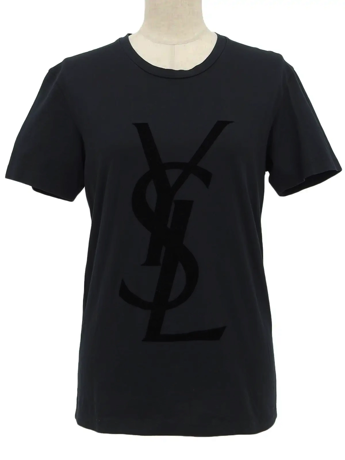 YVES SAINT LAURENT ロゴハーフスリーブトップス ブラック