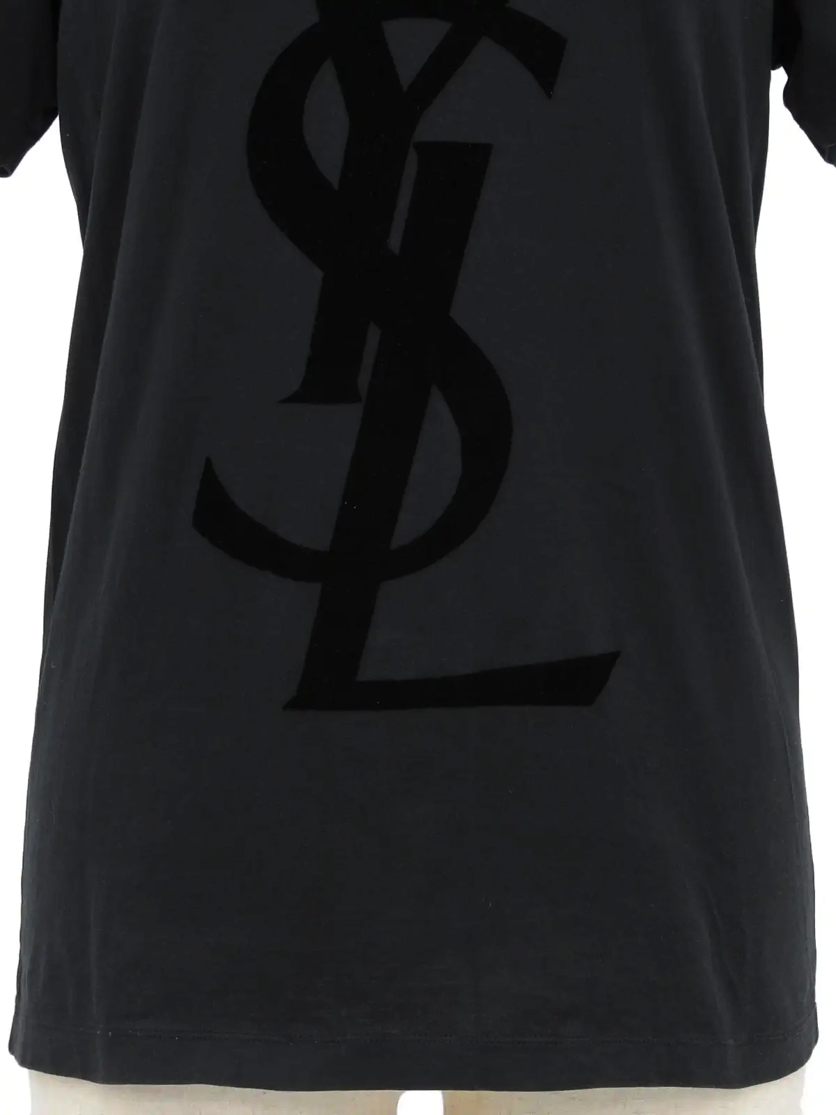 YVES SAINT LAURENT ロゴハーフスリーブトップス ブラック