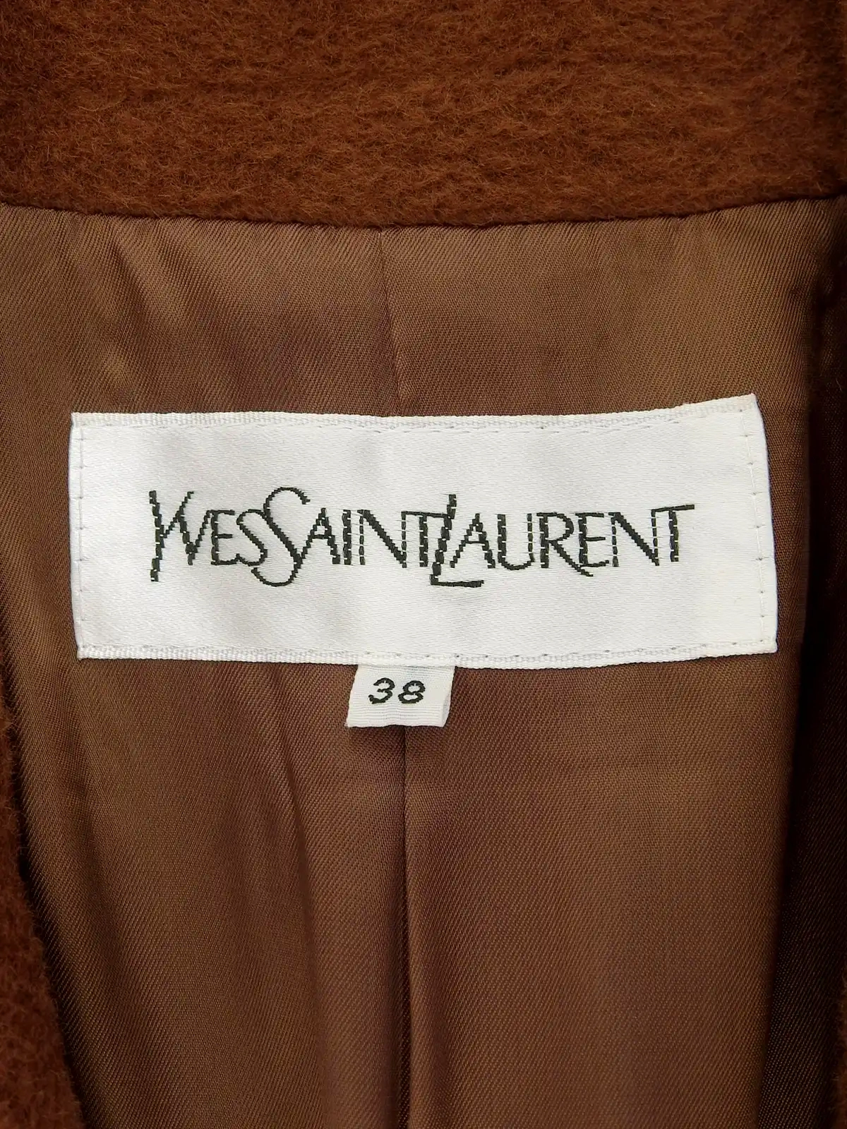 YVES SAINT LAURENT ウールロゴボタンチェスターコート ブラウン