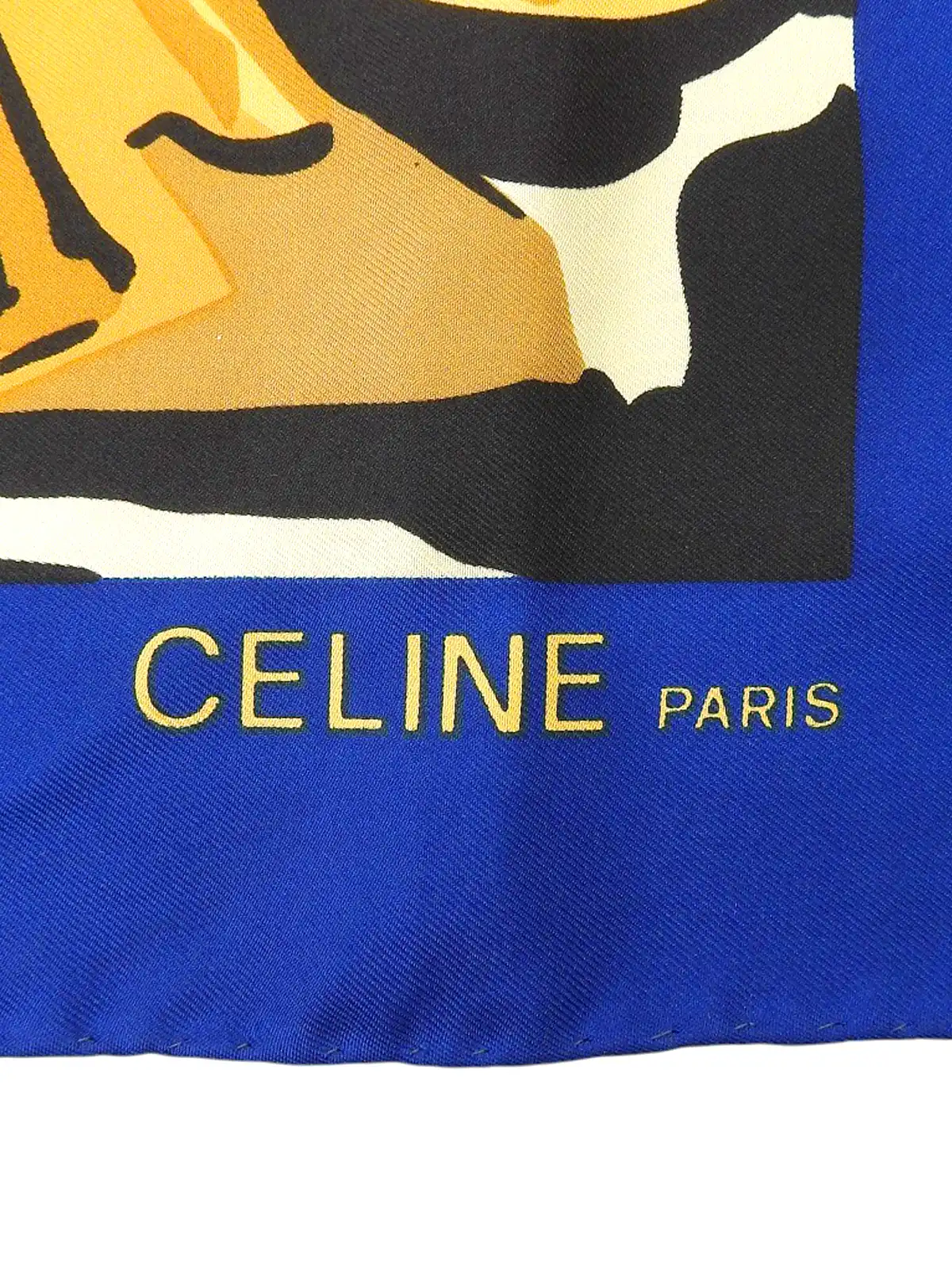 CELINE マルチモチーフロゴデザインスカーフ ブルー／レッド