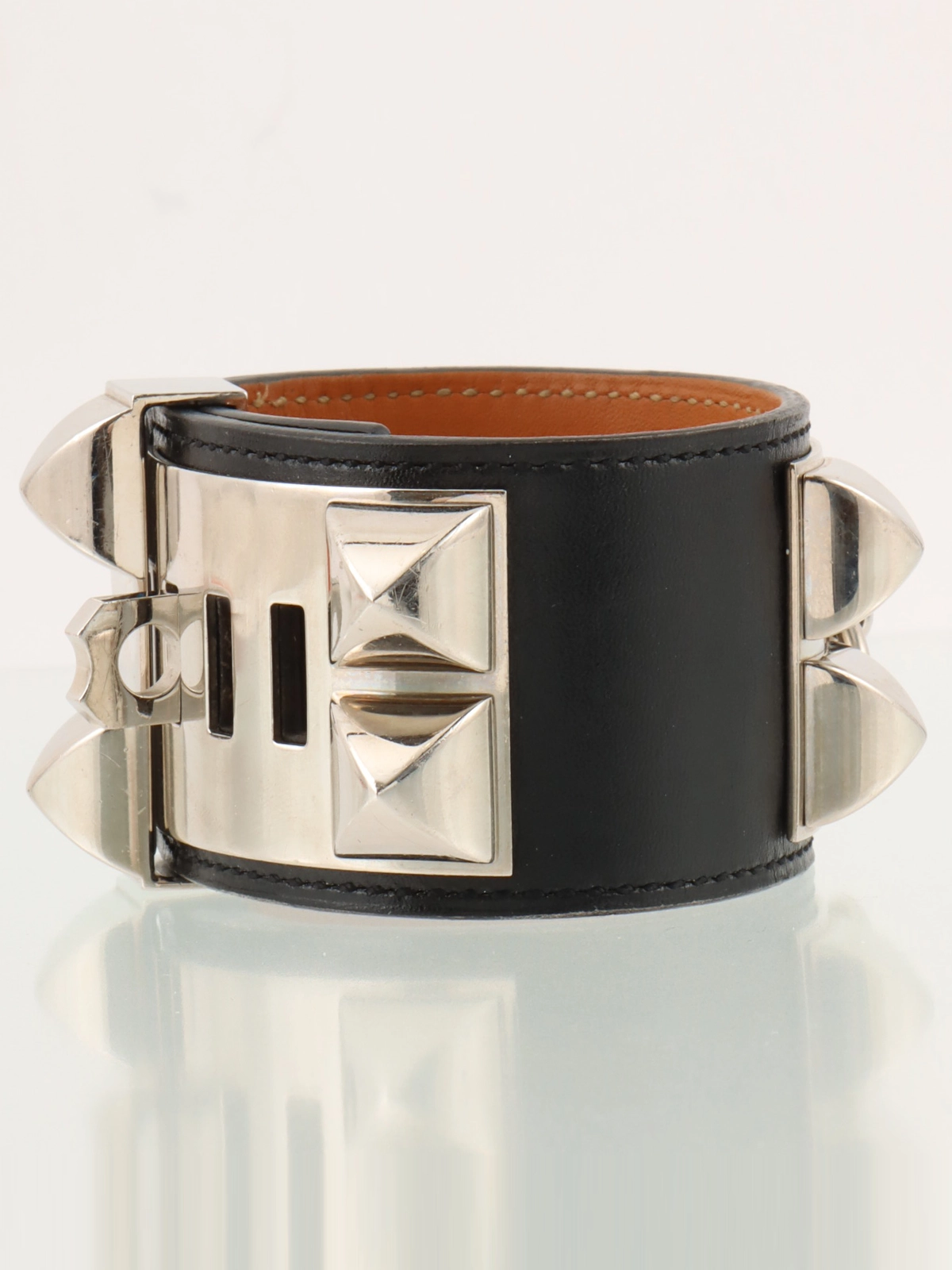 HERMES エルメス コリエドシアン レザー バングル オレンジ X