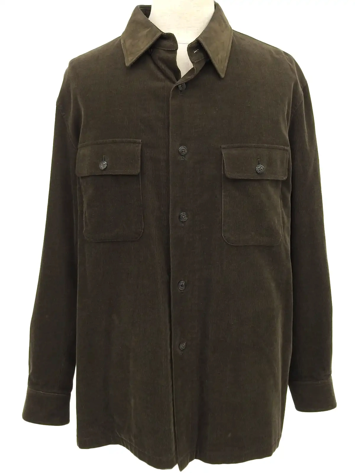 BURBERRY コーデュロイロゴボタンシャツ カーキ｜VINTAGE QOO