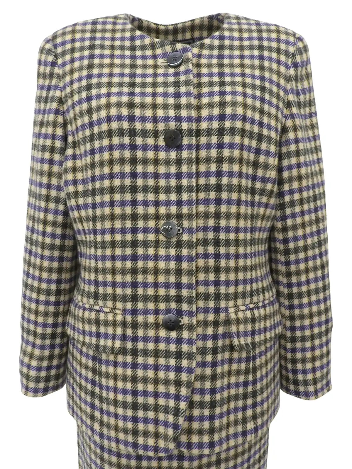 【保障できる】 BURBERRY ウールチェックパターンセットアップ アイボリー スーツ