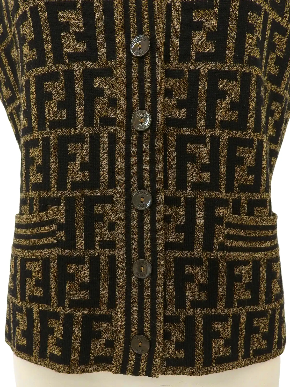 FENDI ウールFFズッカパターンニットベスト ブラウン／ブラック
