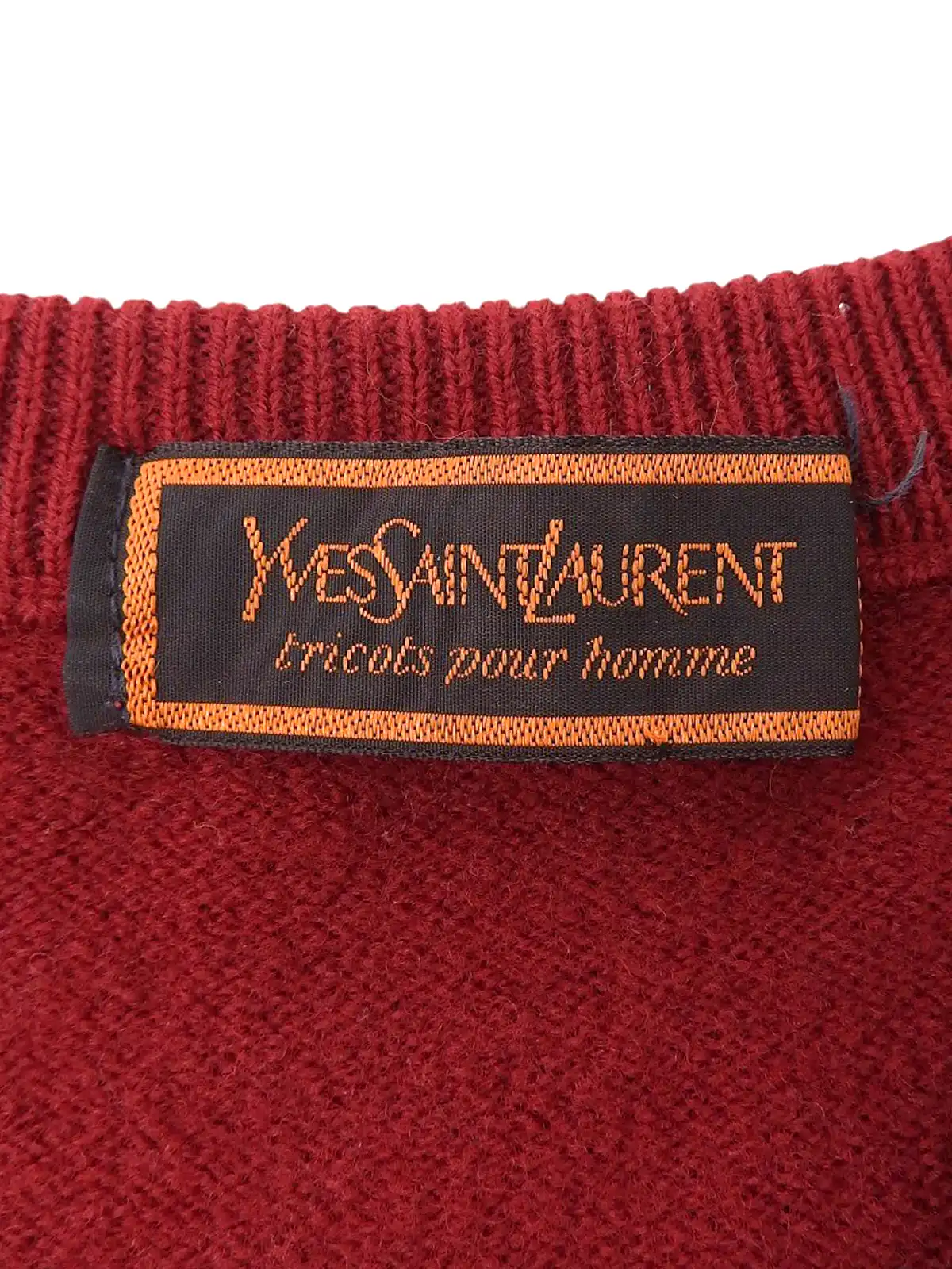 YVES SAINT LAURENT ウールロゴ刺繍ニットベスト ボルドー