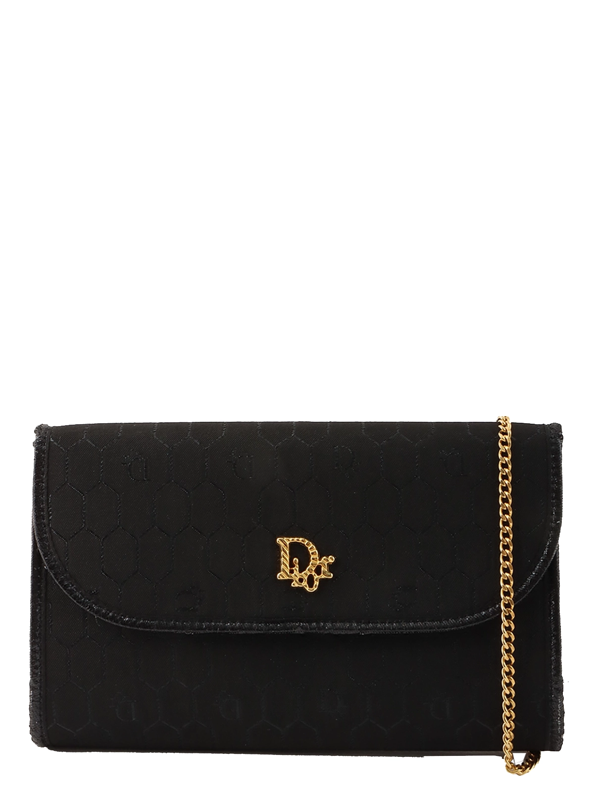 新作 DIOR ブラック ハニカムパターンロゴプレートチェーンバッグ バッグ
