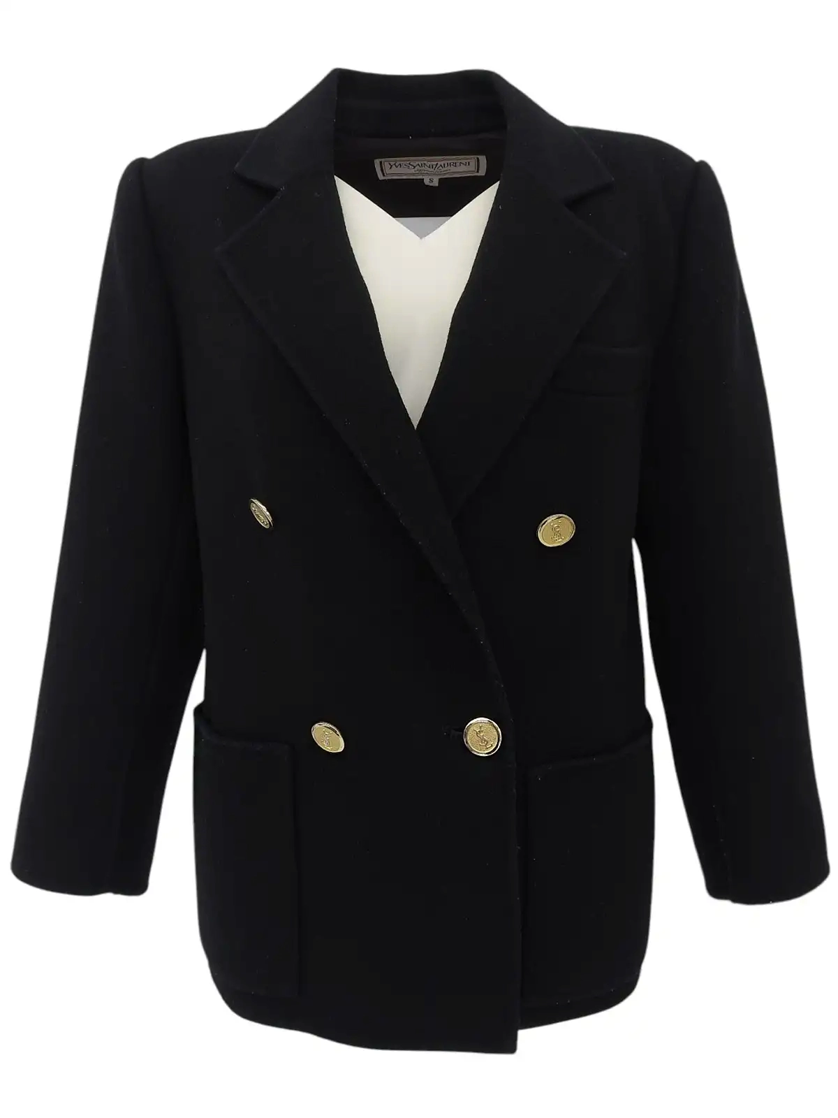 YVES SAINT LAURENT ウールロゴボタンダブルブレストジャケット