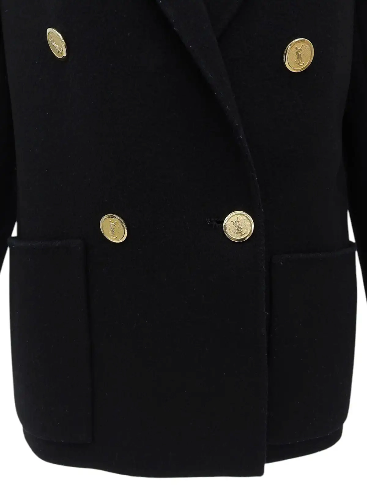YVES SAINT LAURENT ウールロゴボタンダブルブレストジャケット