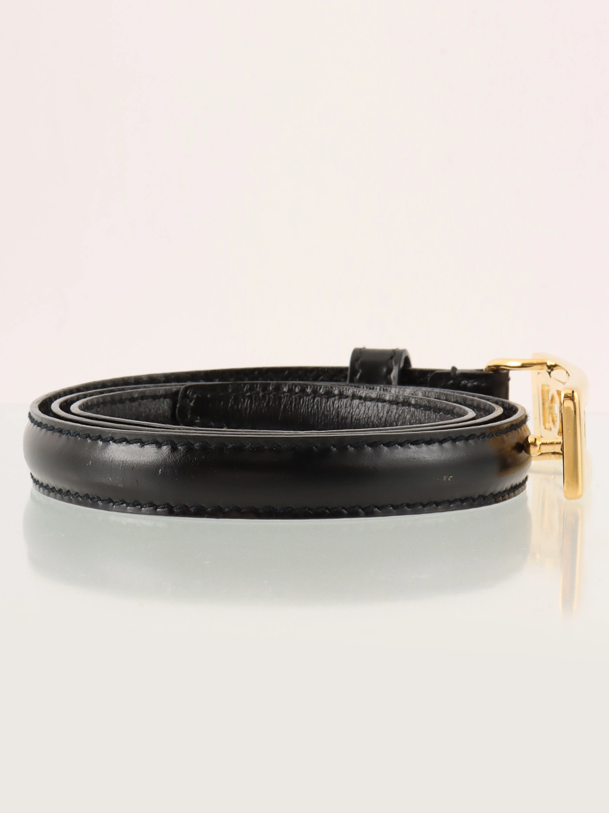 GUCCI レザーロゴバックルベルト ブラック/ゴールド｜VINTAGE