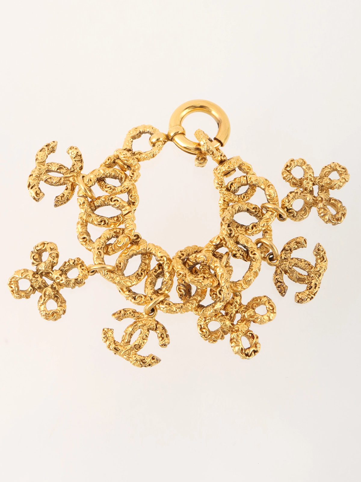 人気デザイナー ブレスレット チャーム CHANEL チェーン 80s アクセサリー ゴールド アクセサリー