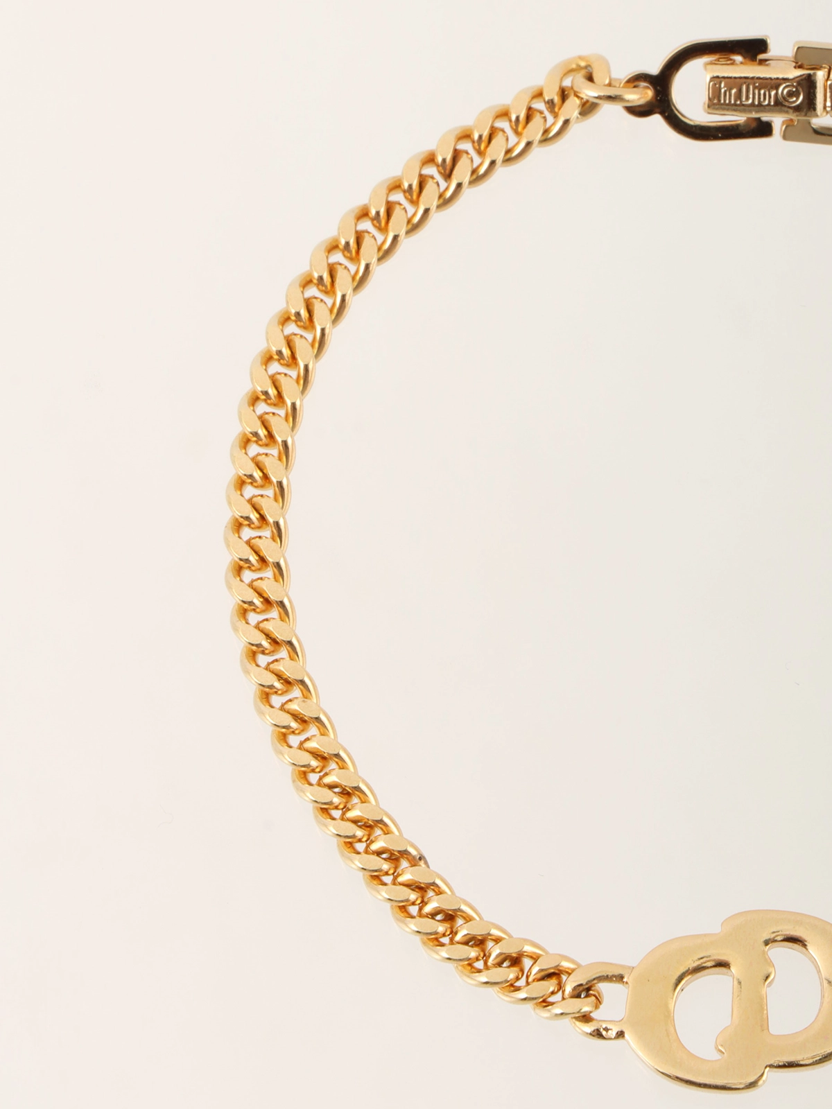 DIOR ラインストーンロゴプレートブレスレット ゴールド