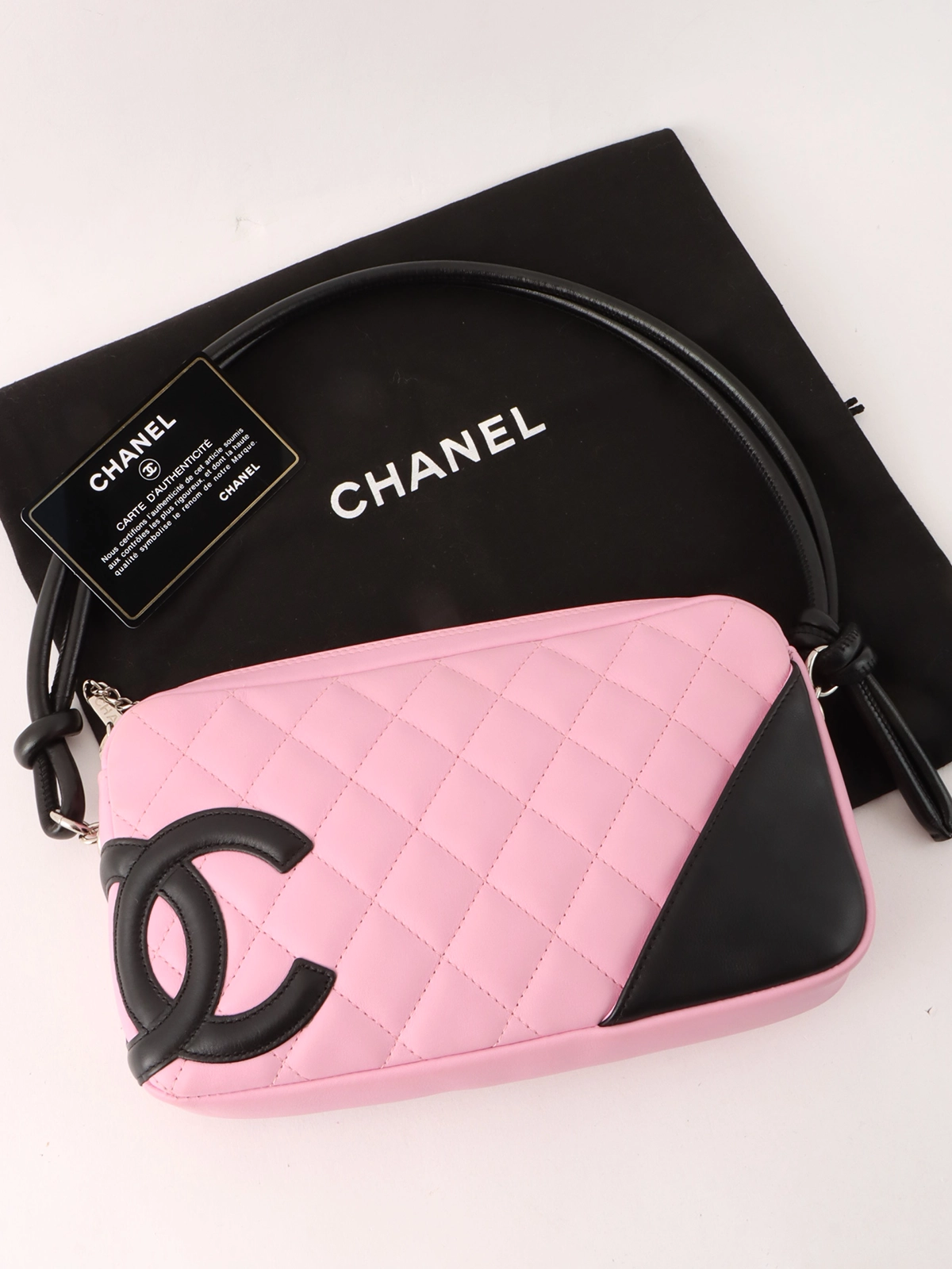 CHANEL 2003年頃製 カンボンショルダーバッグ ピンク／ブラック