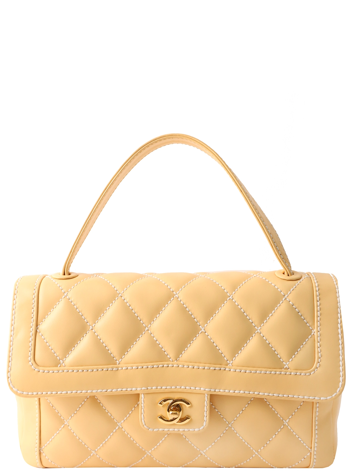CHANEL 2004年頃製 ワイルドステッチCCターンロックハンドバッグ