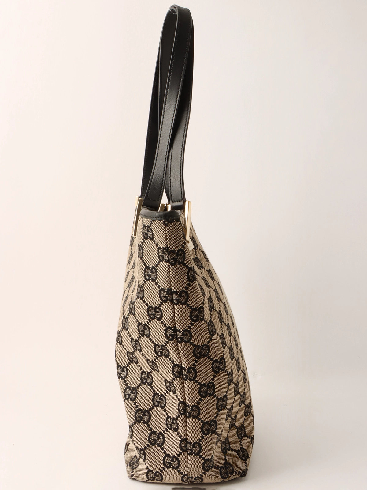 Gucci GGパターン ハンドバッグ ベージュ/黒 GUCCI キャンバスGGパターンハンドバッグ ベージュ／ブラック