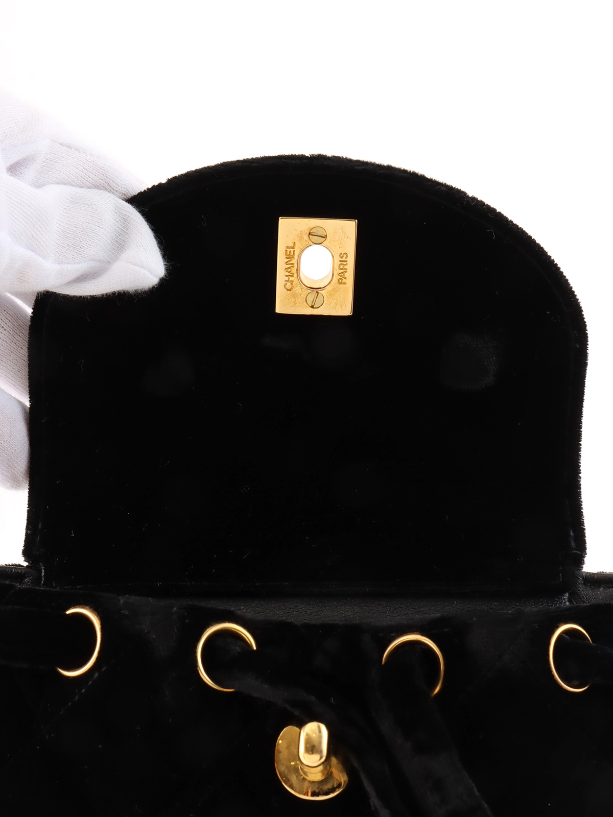 CHANEL 1995年頃製 ベルベットダブルCCターンロックバックパック
