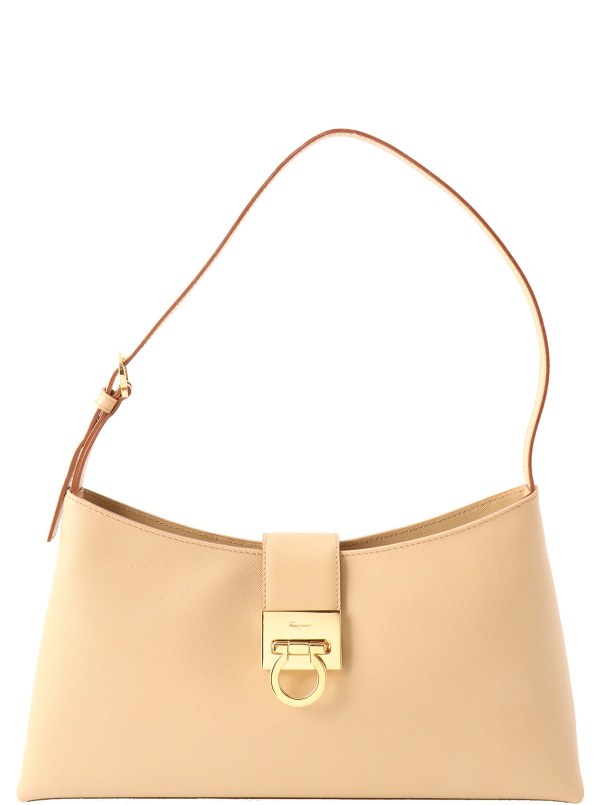 Salvatore Ferragamo ガンチーニ ハンドバッグ 本革 ベージュ SALVATORE FERRAGAMO ガンチーニプレートワンショルダーバッグ