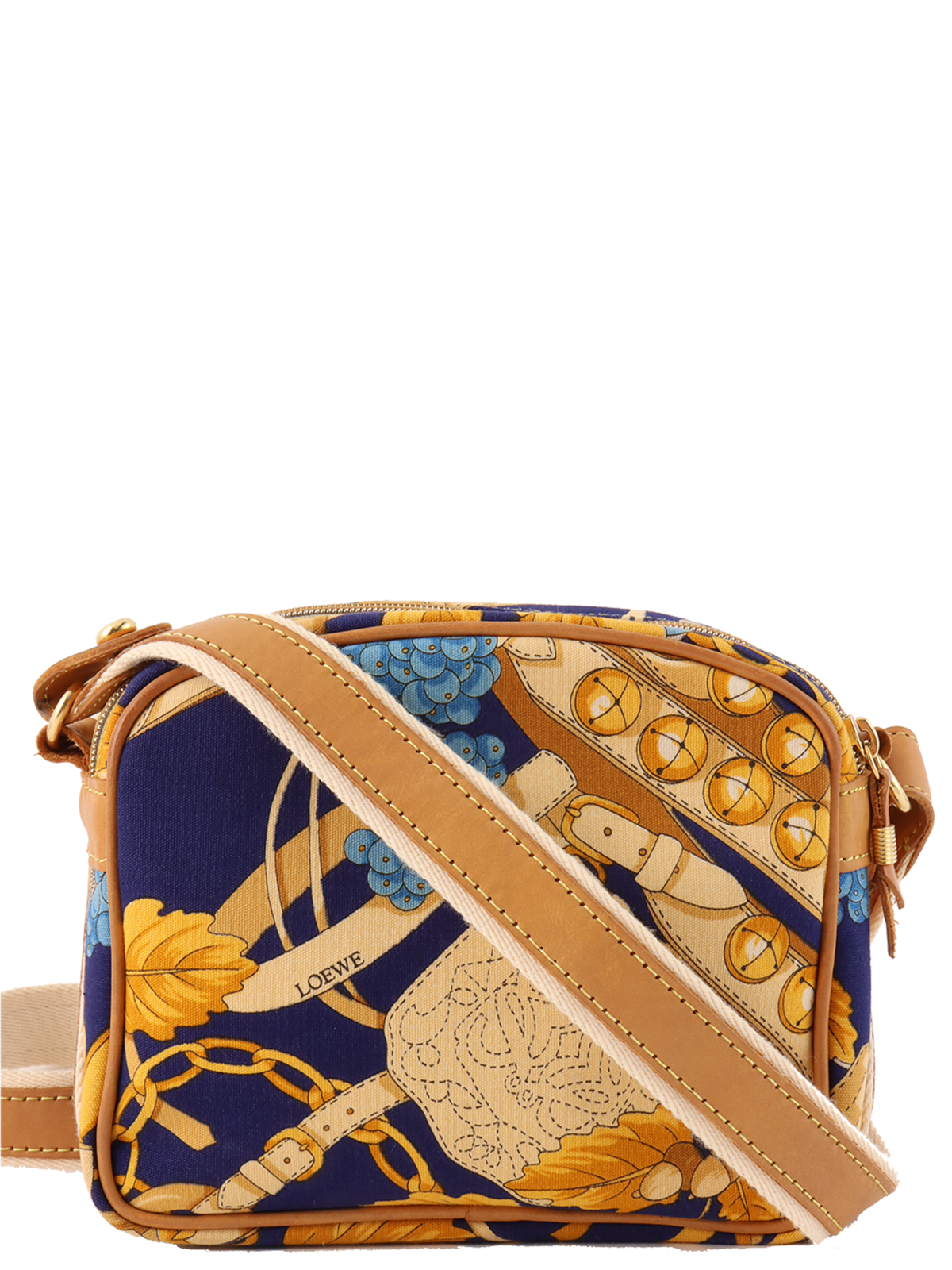 LOEWE デザインパターンロゴチャームショルダーバッグ ベージュ